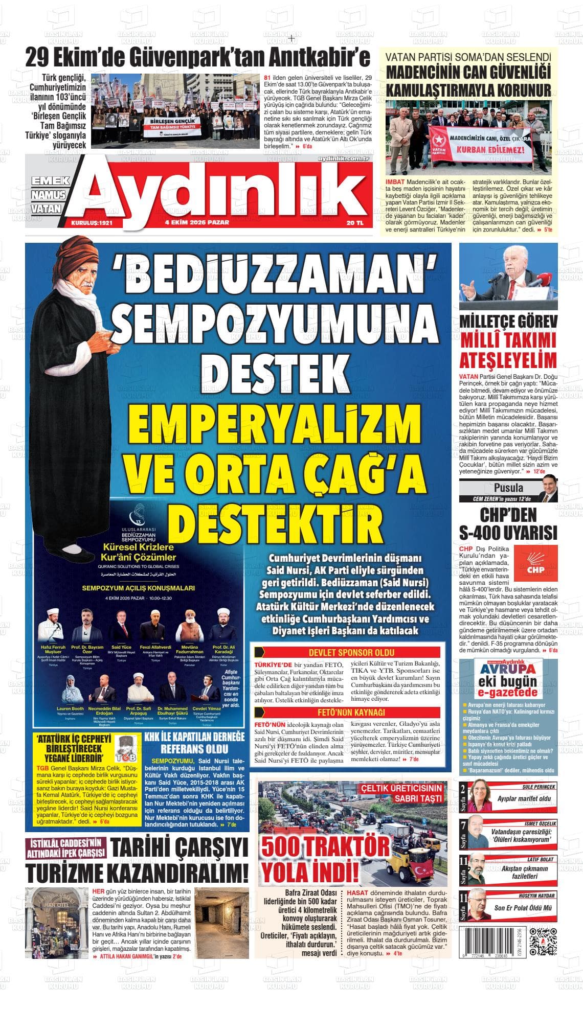 AYDINLIK gazetesi kapağı