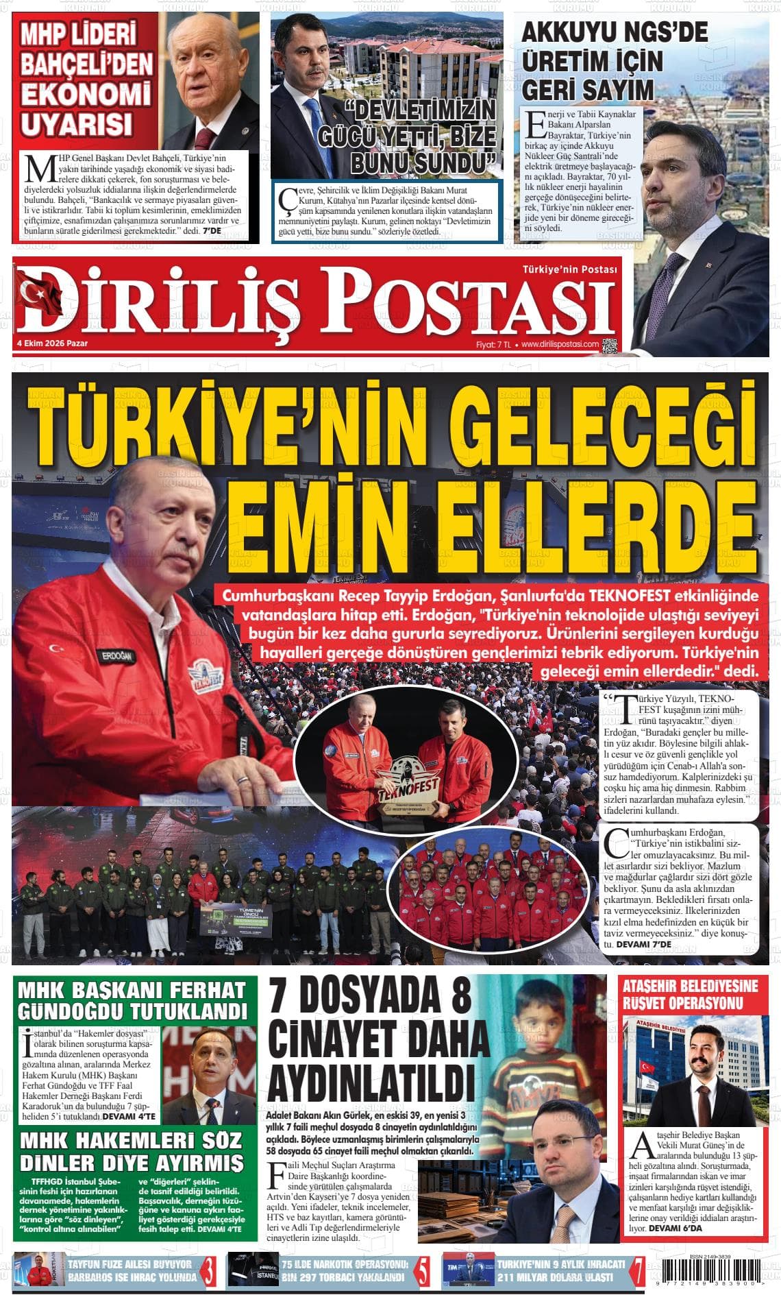 DİRİLİŞ POSTASI gazetesi kapağı