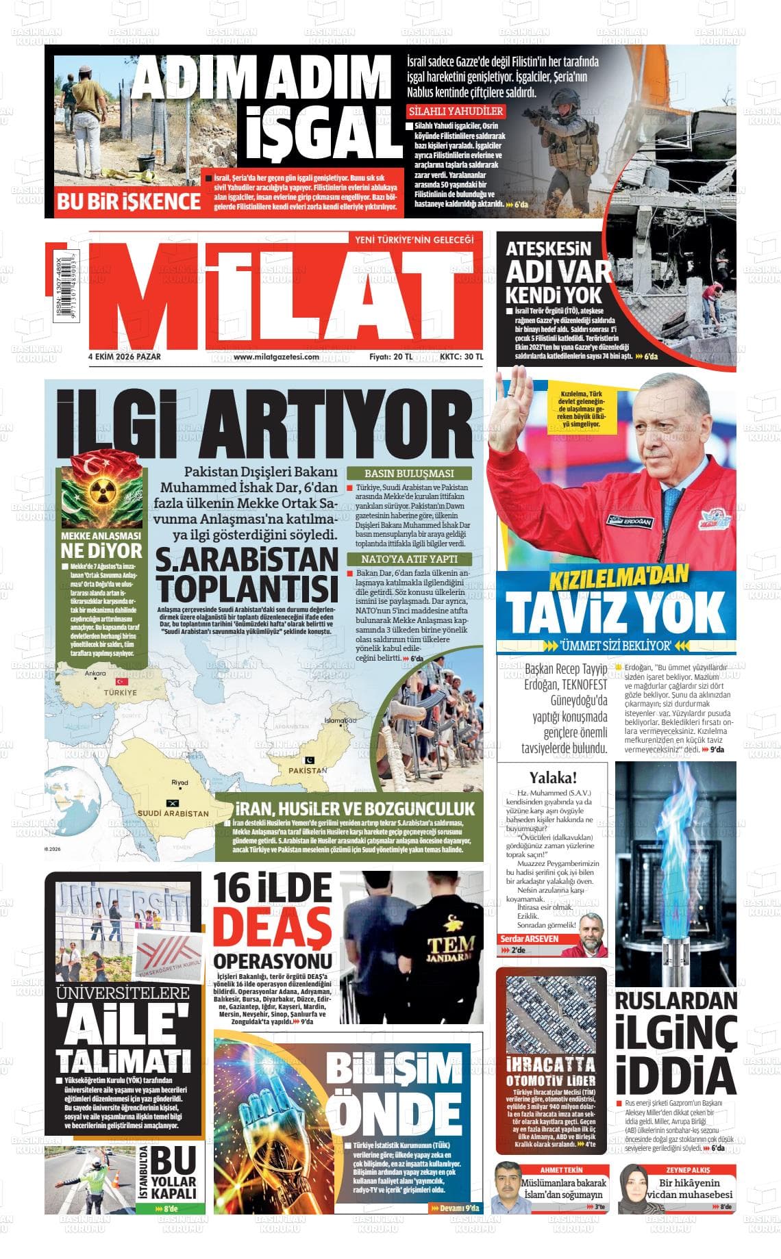 MİLAT gazetesi kapağı