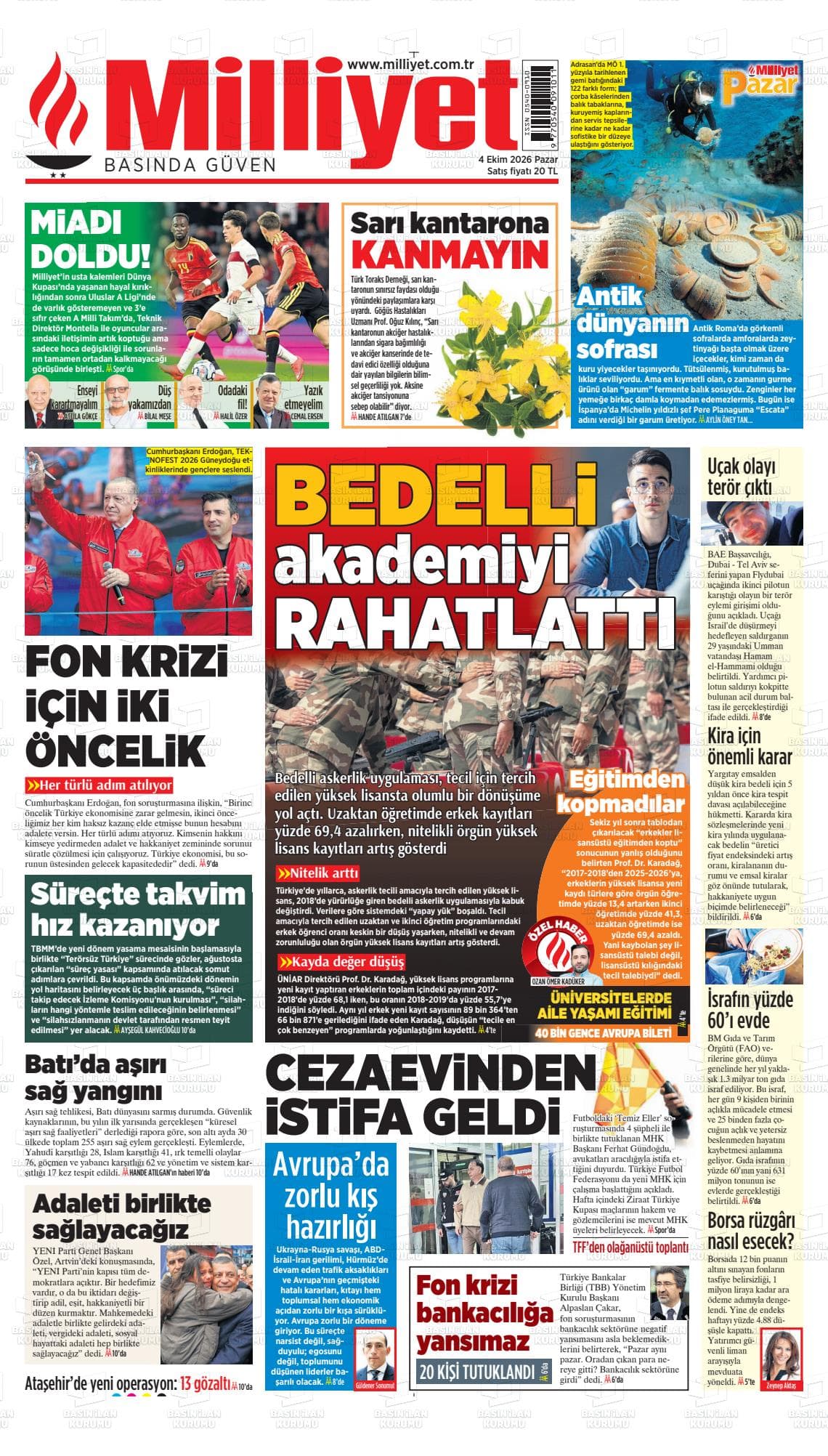 MİLLİYET gazetesi kapağı