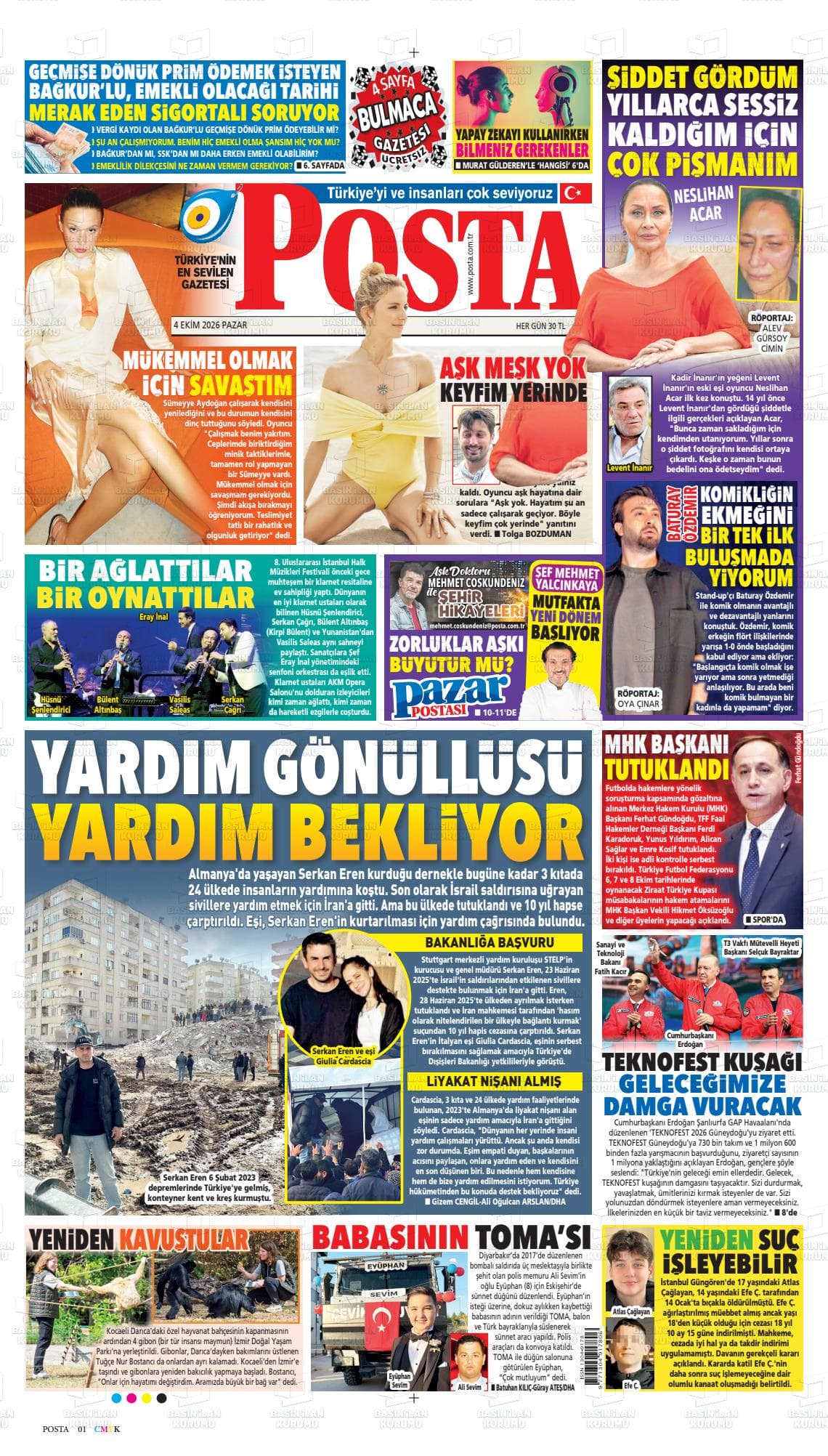 POSTA gazetesi kapağı
