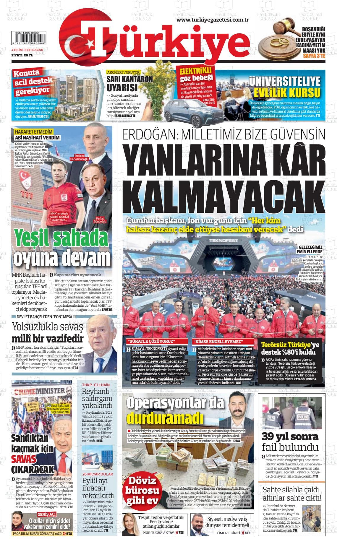 TÜRKİYE gazetesi kapağı
