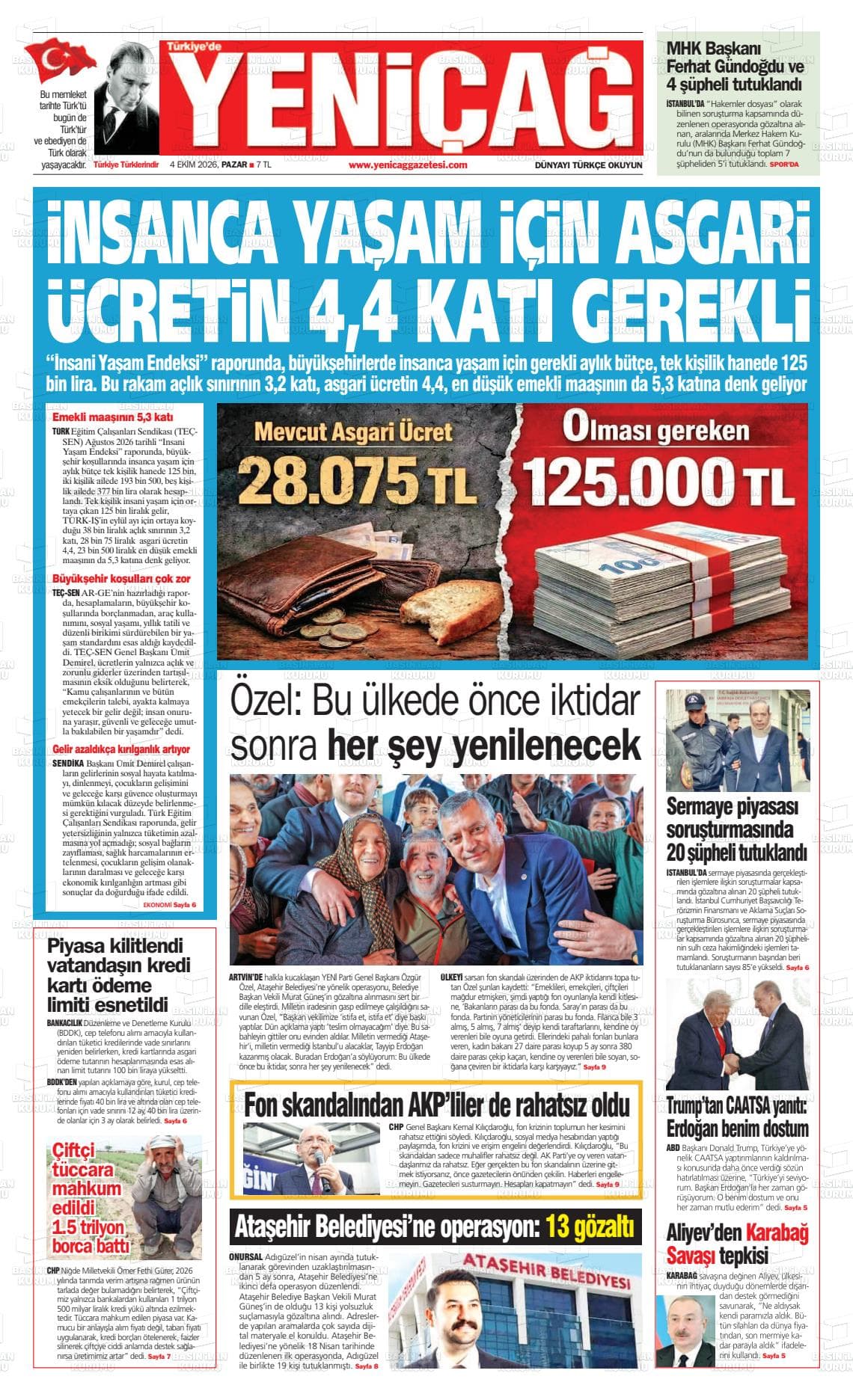 YENİÇAĞ gazetesi kapağı