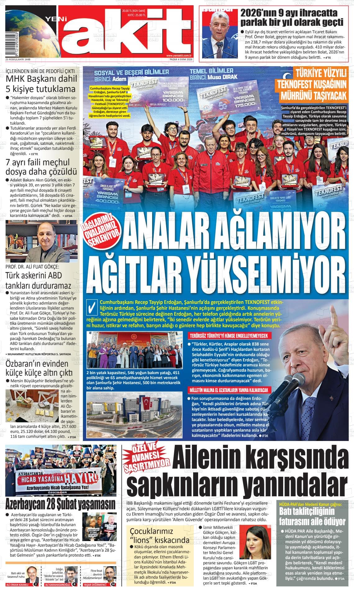 YENİ AKİT gazetesi kapağı