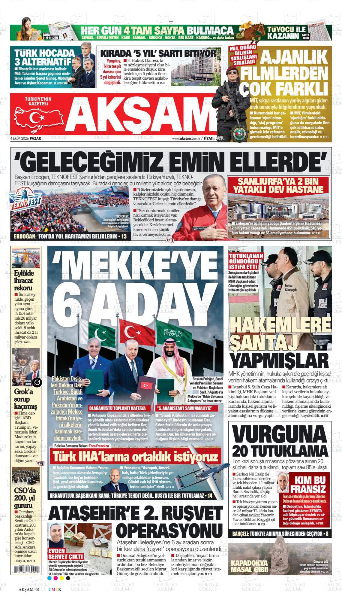 AKŞAM gazetesi kapağı