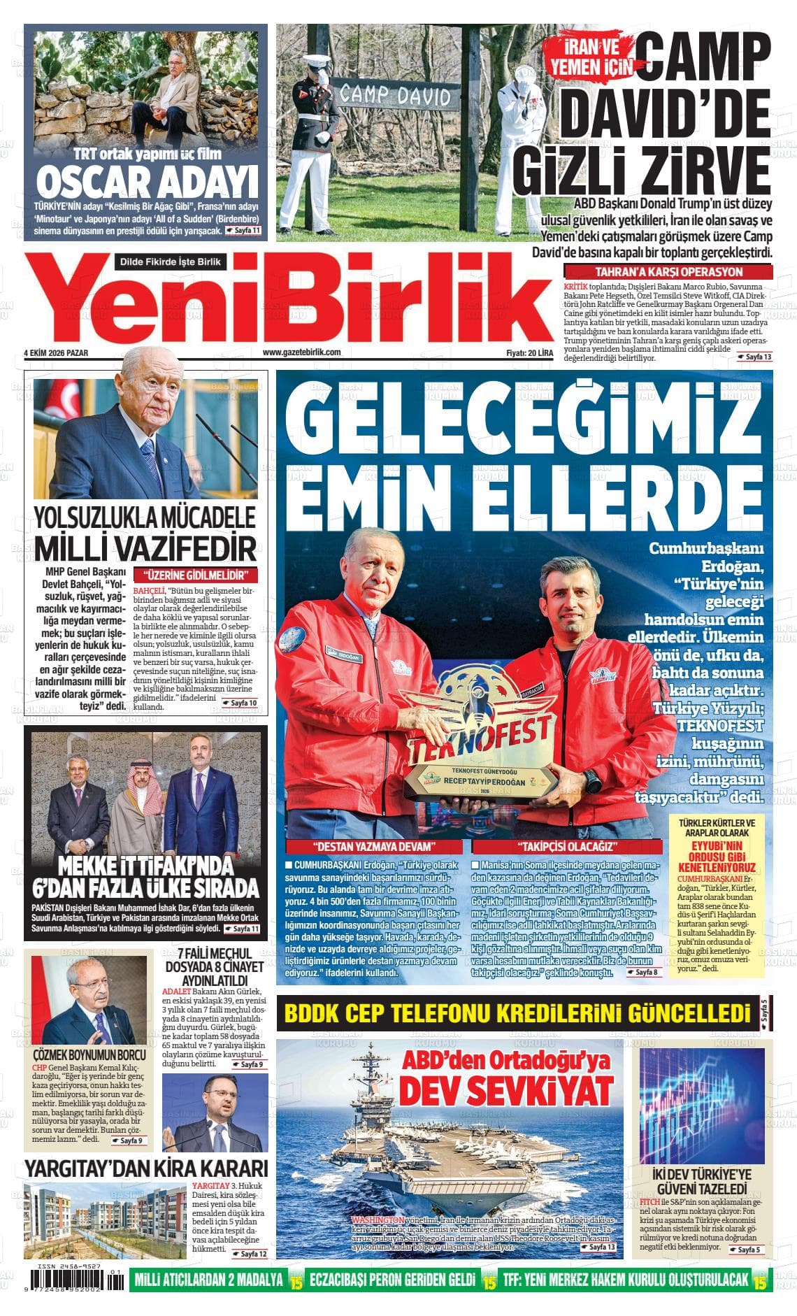 YENİ BİRLİK gazetesi kapağı