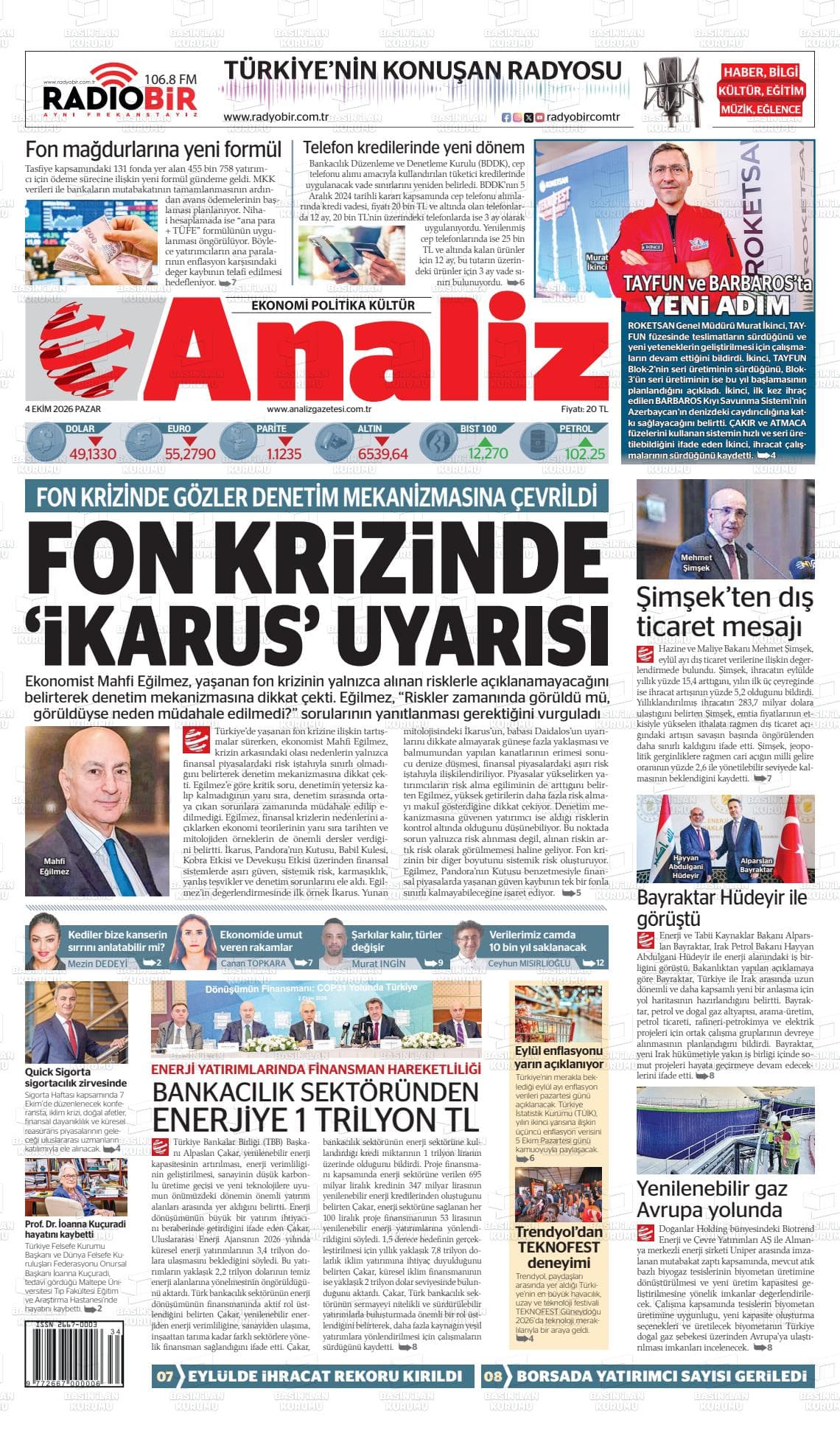 ANALİZ gazetesi kapağı