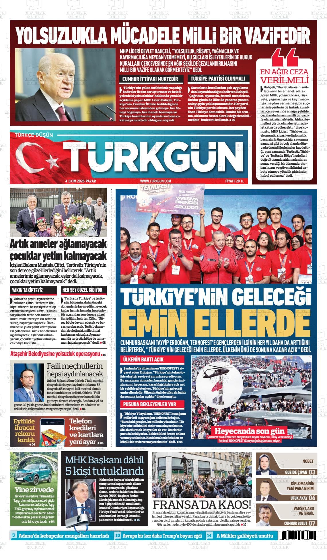 TÜRK GÜN gazetesi kapağı